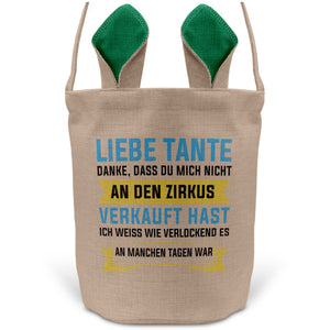 22Feels® Tante Osterkorb mit Henkel Ostergeschenk Tragetasche Ostern Deko Osternest Körbchen Hasenohren (Beige/Grün)-Ostern Tragetasche-22Feels