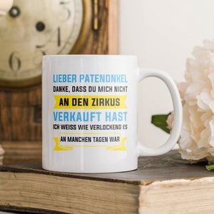 22Feels® Patenonkel Geschenk - Tasse mit Spruch: Zirkus (Weiss, 320ml)-Weisse Tasse 320ml-22Feels