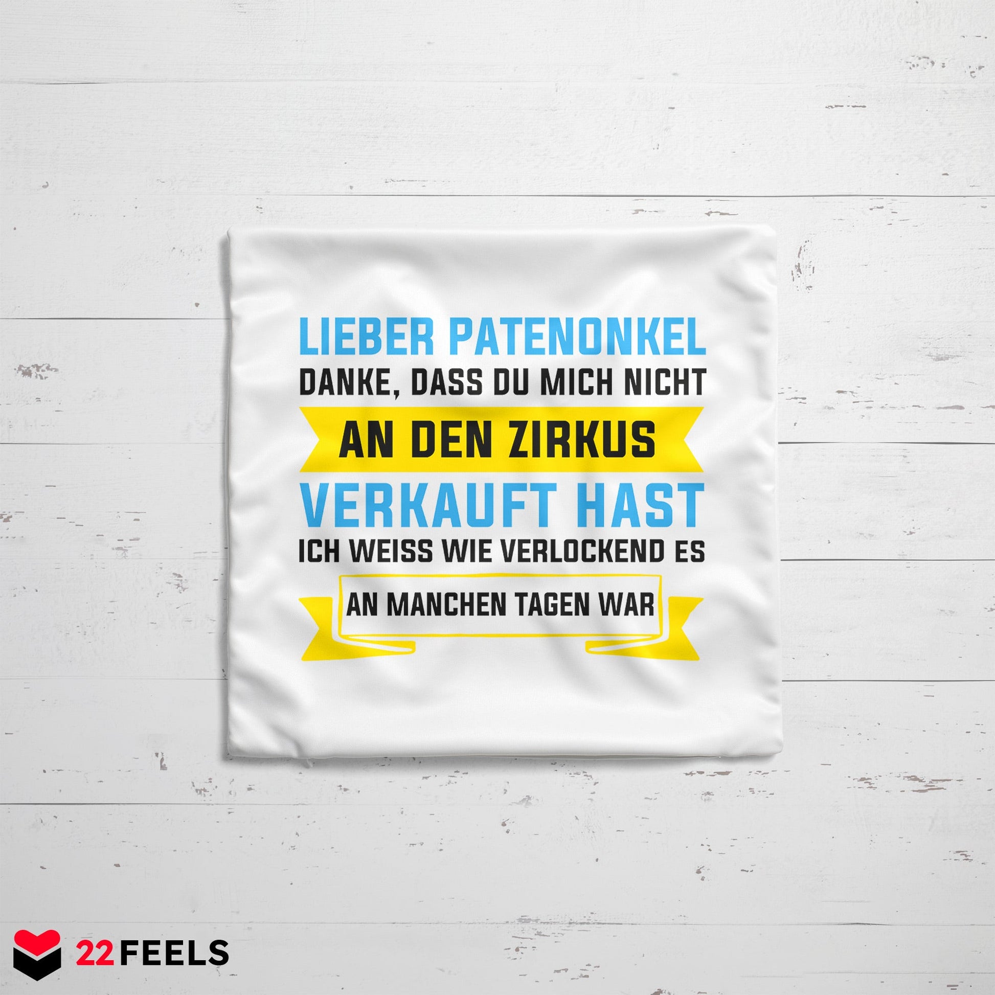 22Feels® Patenonkel Geschenk - Kissen mit Spruch (Weiss 40x40cm)-Kissen Weiss 40x40-22Feels