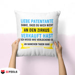 22Feels® Patentante Geschenk - Kissen mit Spruch (Weiss 40x40cm)-Kissen Weiss 40x40-22Feels