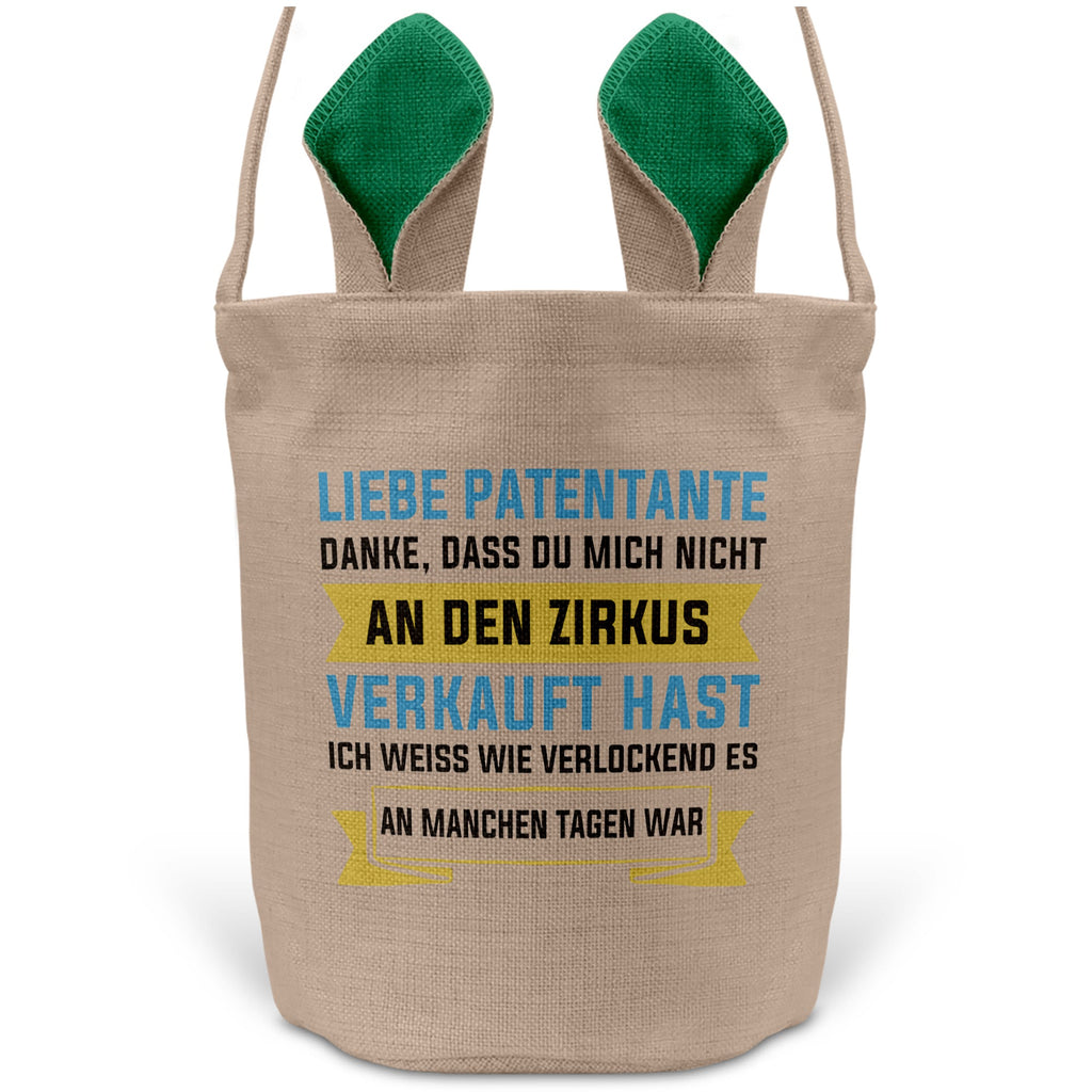 22Feels® Patentante Patin Osterkorb mit Henkel Ostergeschenk Tragetasche Ostern Deko Osternest Körbchen Hasenohren (Beige/Grün)-Ostern Tragetasche-22Feels