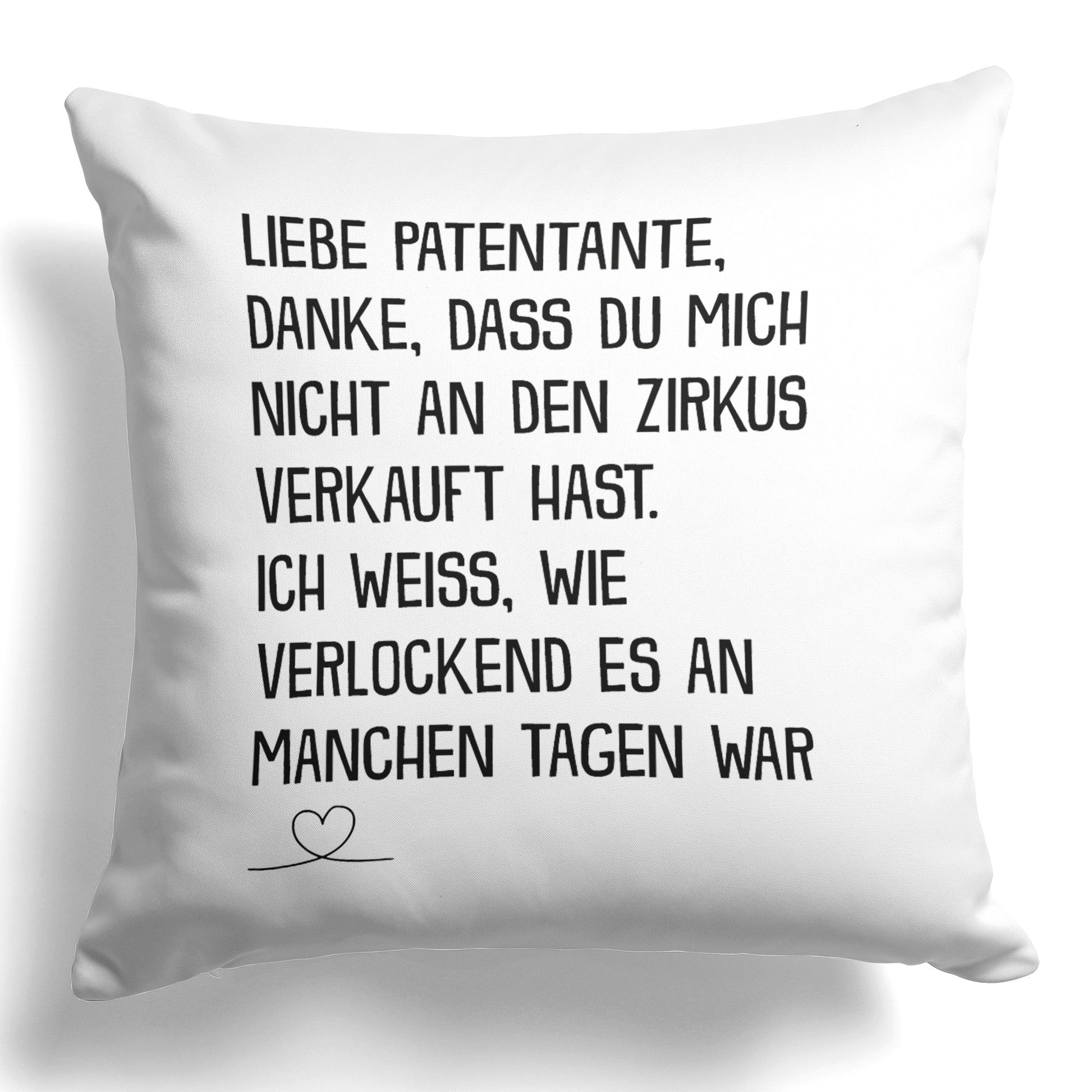 22Feels® Patentante Geschenk - Kissen mit Spruch (Weiss 40x40cm)-Kissen Weiss 40x40-22Feels