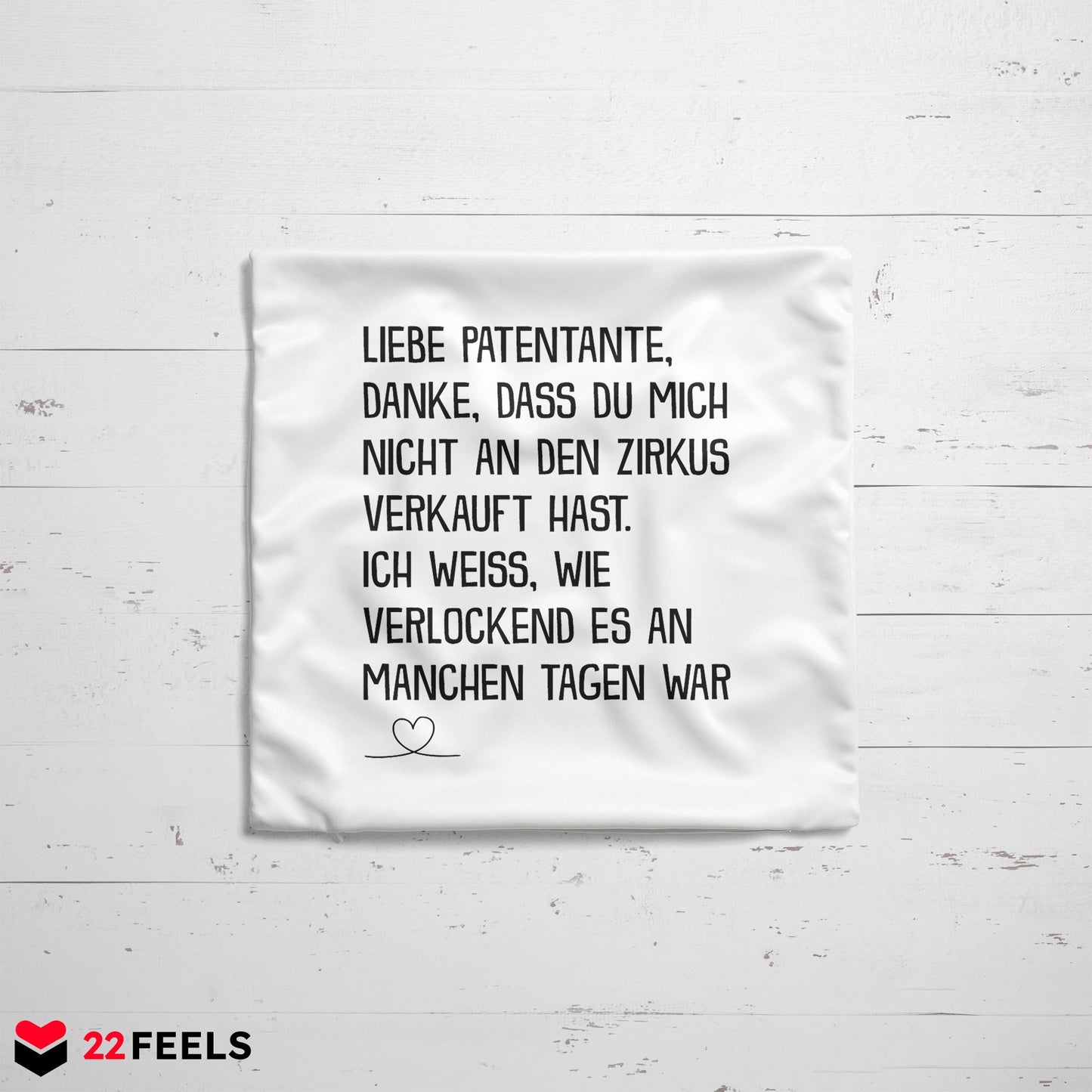 22Feels® Patentante Geschenk - Kissen mit Spruch (Weiss 40x40cm)-Kissen Weiss 40x40-22Feels