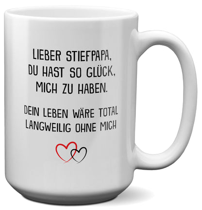 22Feels® Stiefvater Geschenk - XL Tasse mit Spruch (Weiss, 440ml)-Weisse XL Tasse 440ml-22Feels
