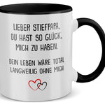 22Feels® Stiefvater Geschenk - Tasse mit Spruch (Weiss-Schwarz, 320ml)-TwoTone Tasse Weiss-Schwarz 320ml-22Feels