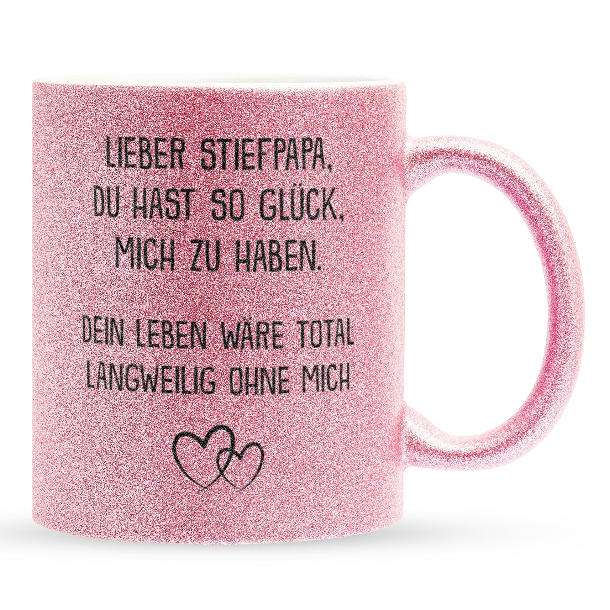 22Feels® Stiefvater Geschenk - Glitzertasse mit Spruch (Pink, 320ml)-Glitzertasse Pink 325ml-22Feels