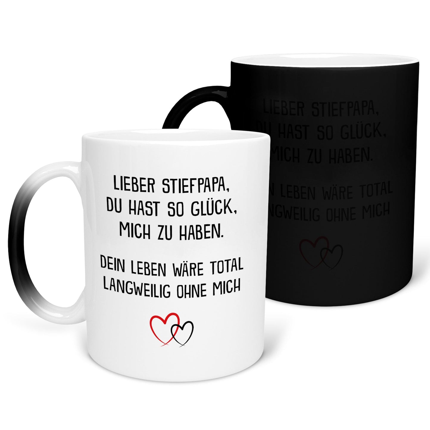 22Feels® Stiefvater Geschenk - Zaubertasse mit Spruch (Matt-Schwarz und Weiss, 320ml)-Farbwechsel Tasse Matt 320ml-22Feels