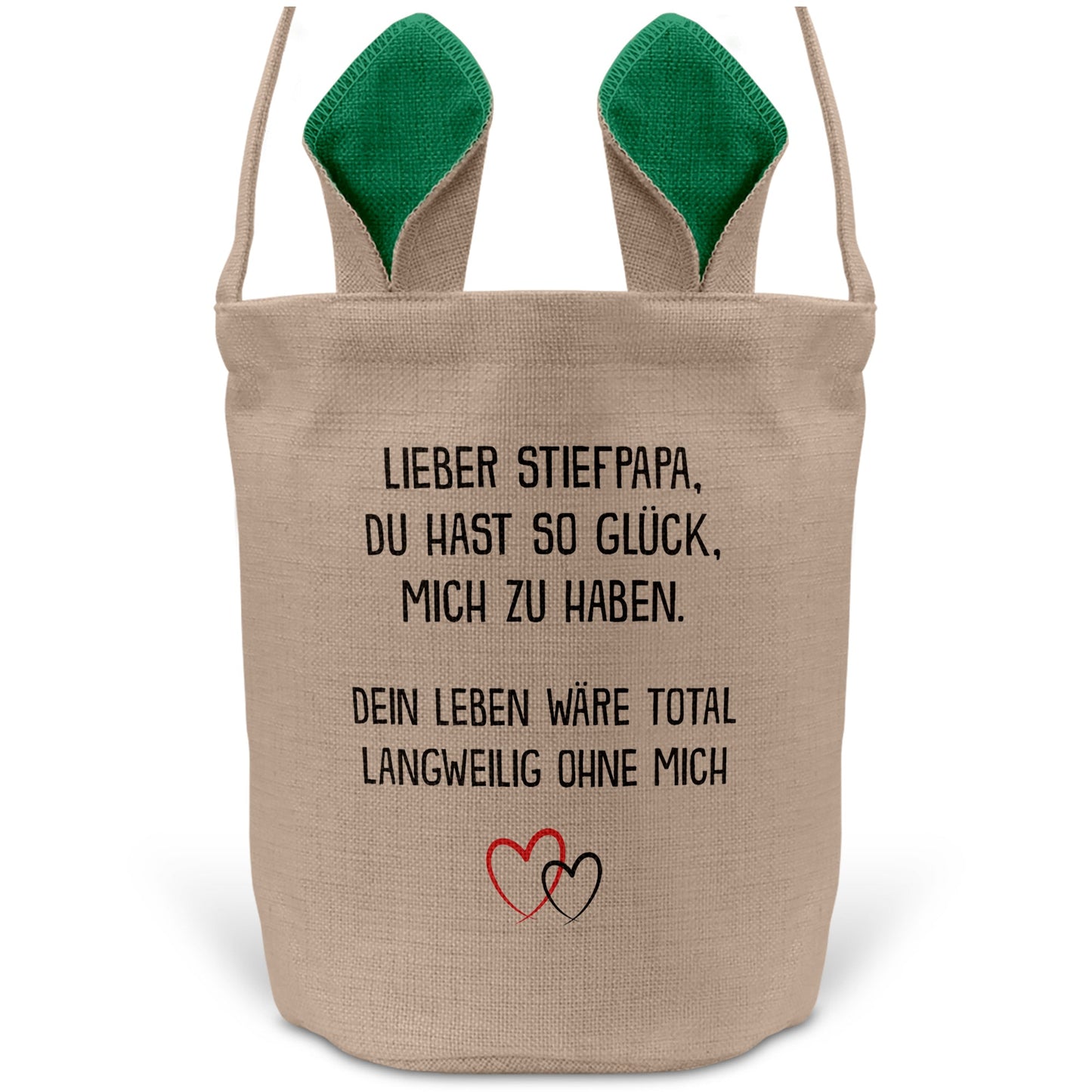 22Feels® Stiefpapa Stiefvater Osterkorb mit Henkel Ostergeschenk Tragetasche Ostern Deko Osternest Körbchen Hasenohren (Beige/Grün)-Ostern Tragetasche-22Feels
