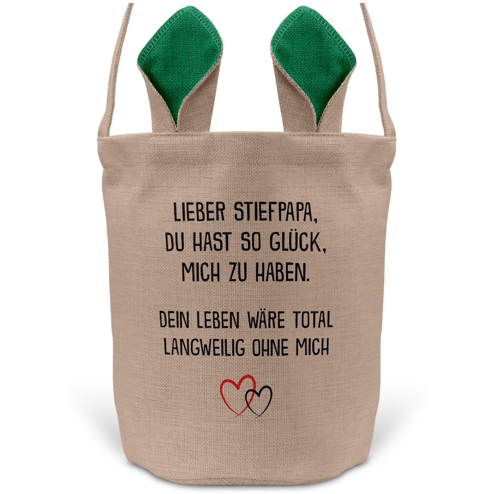 22Feels® Stiefpapa Stiefvater Osterkorb mit Henkel Ostergeschenk Tragetasche Ostern Deko Osternest Körbchen Hasenohren (Beige/Grün)-Ostern Tragetasche-22Feels