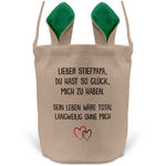 22Feels® Stiefpapa Stiefvater Osterkorb mit Henkel Ostergeschenk Tragetasche Ostern Deko Osternest Körbchen Hasenohren (Beige/Grün)-Ostern Tragetasche-22Feels