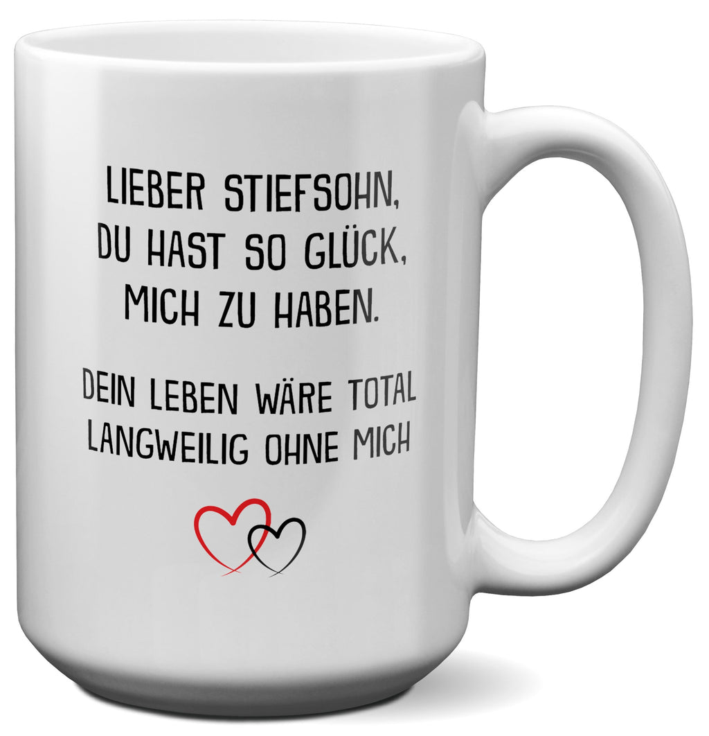 22Feels® Stiefsohn Geschenk - XL Tasse mit Spruch (Weiss, 440ml)-Weisse XL Tasse 440ml-22Feels
