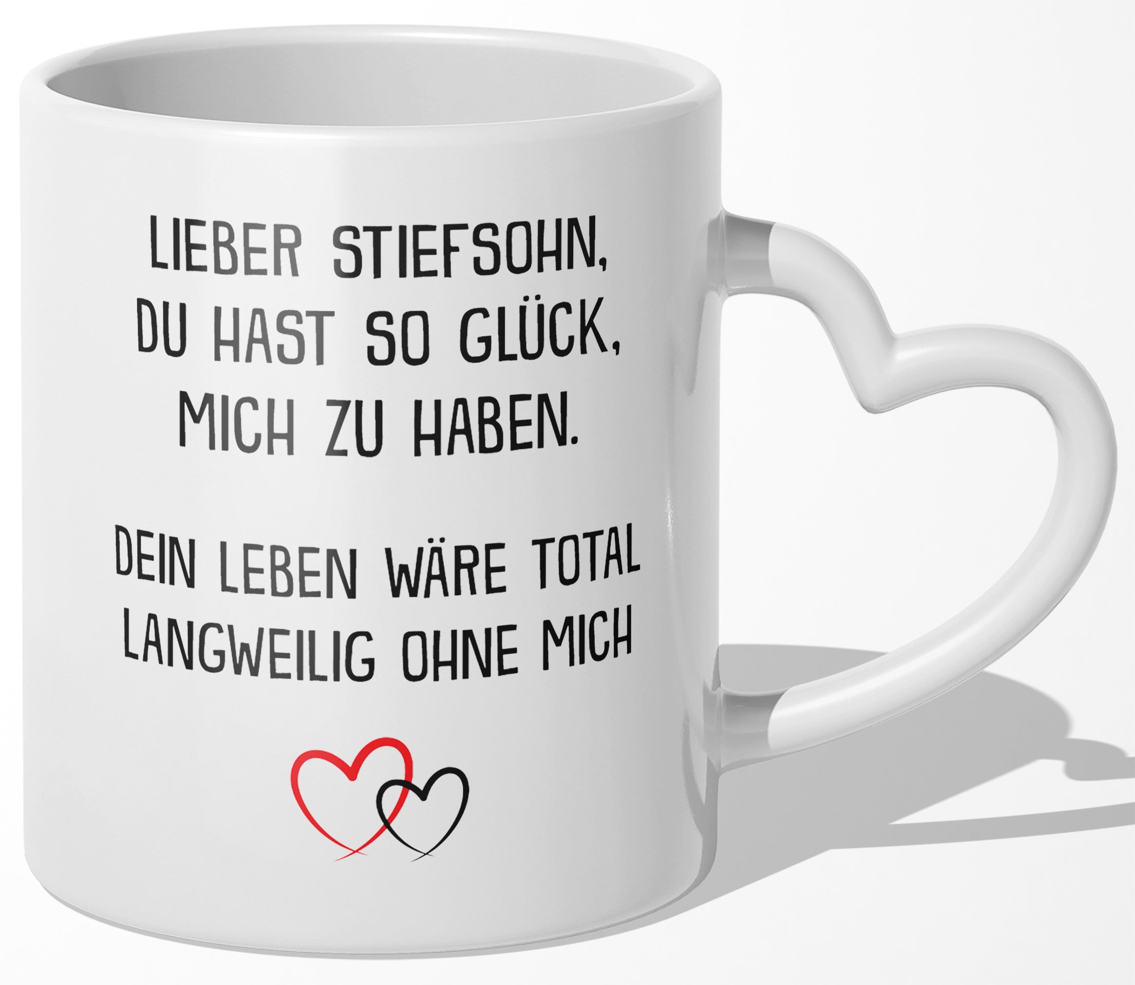 22Feels® Stiefsohn Geschenk - Tasse mit Spruch (Herzhenkel, Weiss, 320ml)-Tasse Weiss Herzhenkel 320ml-22Feels