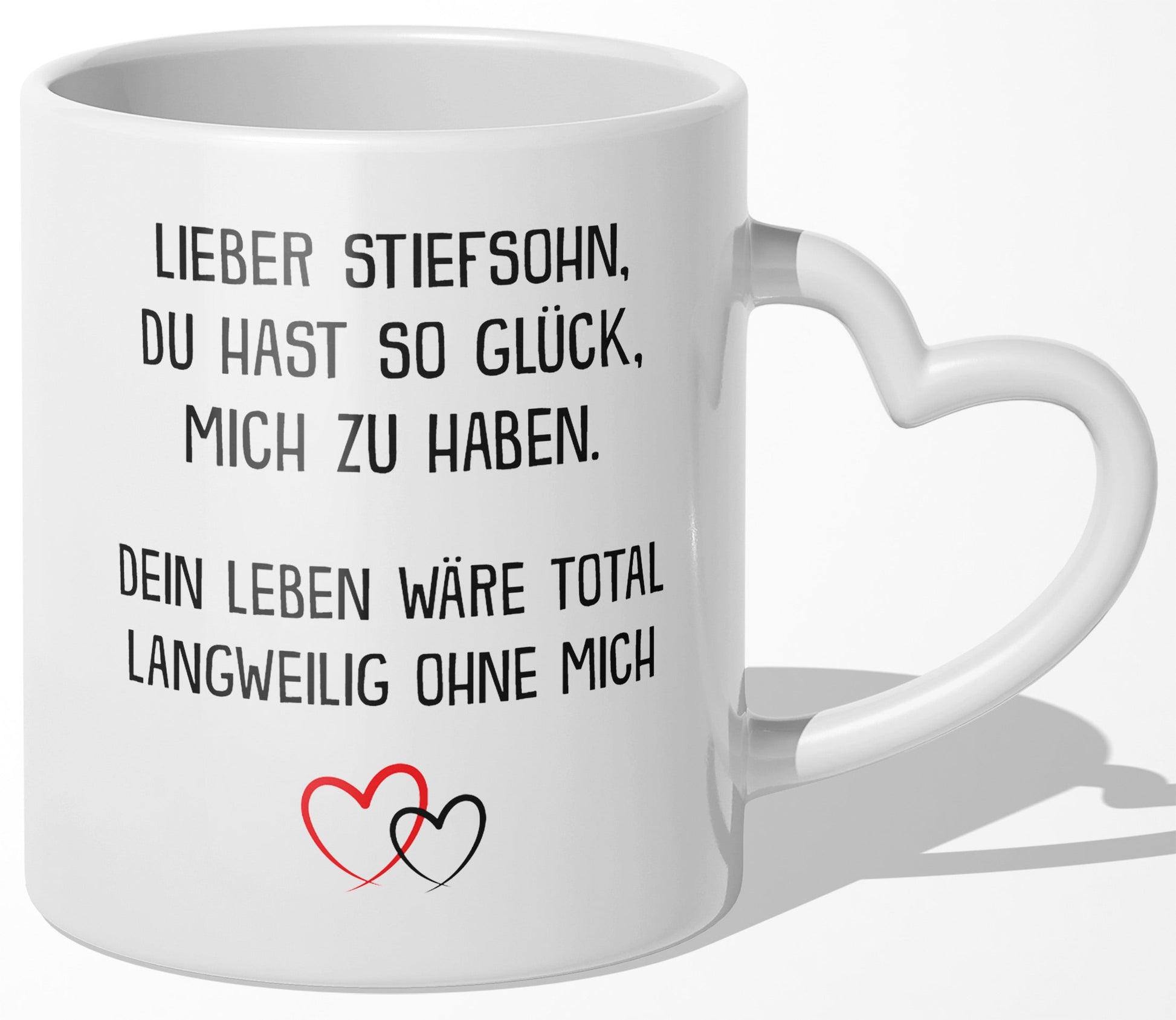 22Feels® Stiefsohn Geschenk - Tasse mit Spruch (Herzhenkel, Weiss, 320ml)-Tasse Weiss Herzhenkel 320ml-22Feels
