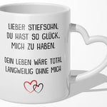 22Feels® Stiefsohn Geschenk - Tasse mit Spruch (Herzhenkel, Weiss, 320ml)-Tasse Weiss Herzhenkel 320ml-22Feels