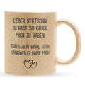 22Feels® Stiefsohn Geschenk - Glitzertasse mit Spruch (Gold, 320ml)-Glitzertasse Gold 320ml-22Feels