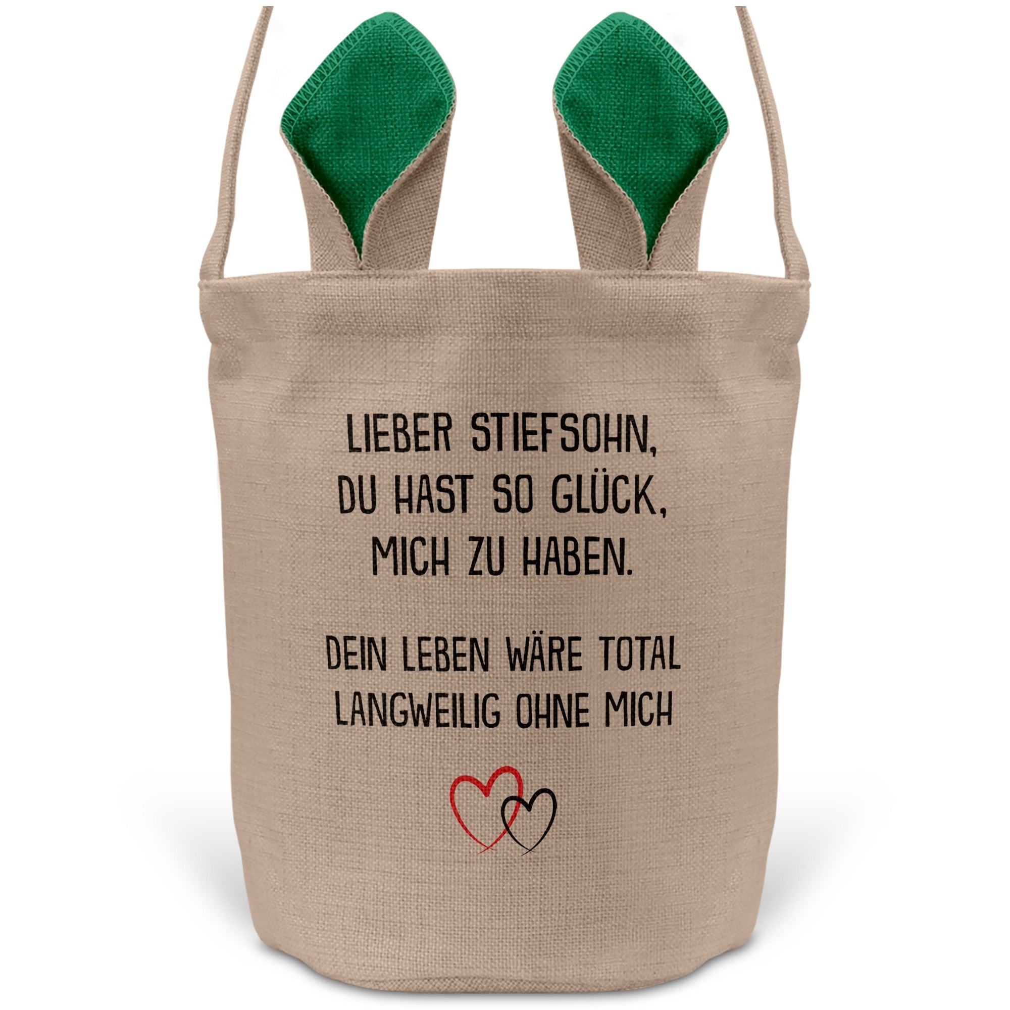 22Feels® Stiefsohn Junge Stiefkinder Osterkorb mit Henkel Ostergeschenk Tragetasche Ostern Deko Osternest Körbchen Hasenohren (Beige/Grün)-Ostern Tragetasche-22Feels