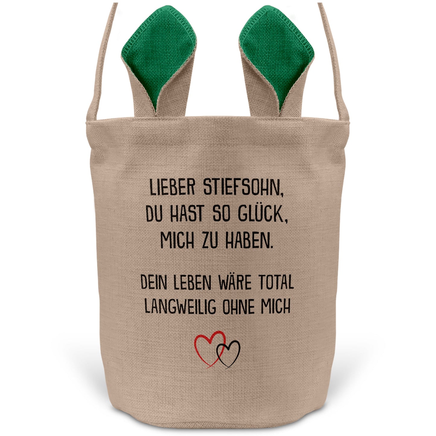 22Feels® Stiefsohn Junge Stiefkinder Osterkorb mit Henkel Ostergeschenk Tragetasche Ostern Deko Osternest Körbchen Hasenohren (Beige/Grün)-Ostern Tragetasche-22Feels
