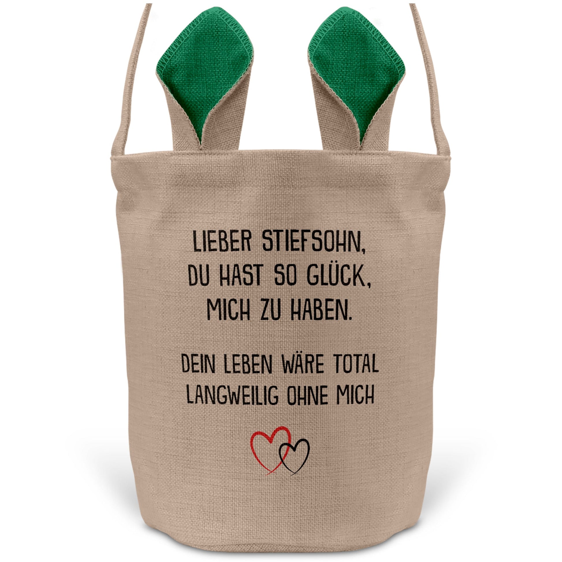 22Feels® Stiefsohn Junge Stiefkinder Osterkorb mit Henkel Ostergeschenk Tragetasche Ostern Deko Osternest Körbchen Hasenohren (Beige/Grün)-Ostern Tragetasche-22Feels