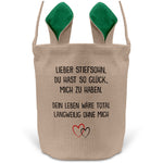 22Feels® Stiefsohn Junge Stiefkinder Osterkorb mit Henkel Ostergeschenk Tragetasche Ostern Deko Osternest Körbchen Hasenohren (Beige/Grün)-Ostern Tragetasche-22Feels