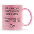 22Feels® Stieftochter Geschenk - Glitzertasse mit Spruch (Pink, 320ml)-Glitzertasse Pink 320ml-22Feels