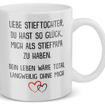 22Feels® Stieftochter Geschenk von Stiefpapa - Tasse mit Spruch: Glück mich zu haben (Weiss, 320ml)-Weisse Tasse 320ml-22Feels