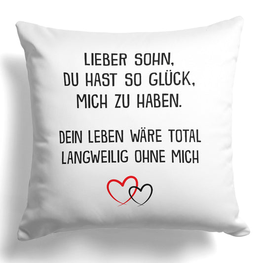 22Feels® Sohn Geschenk - Kissen mit Spruch (Weiss 40x40cm)-Kissen Weiss 40x40-22Feels