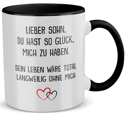 22Feels® Sohn Geschenk - Tasse mit Spruch (Weiss-Schwarz, 320ml)-TwoTone Tasse Weiss-Schwarz 320ml-22Feels