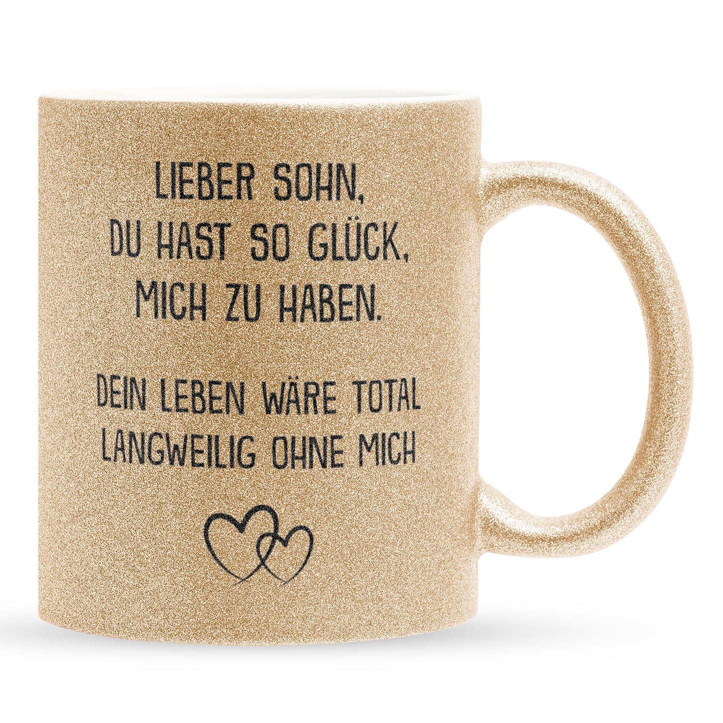22Feels® Sohn Geschenk - Glitzertasse mit Spruch (Gold, 320ml)-Glitzertasse Gold 320ml-22Feels