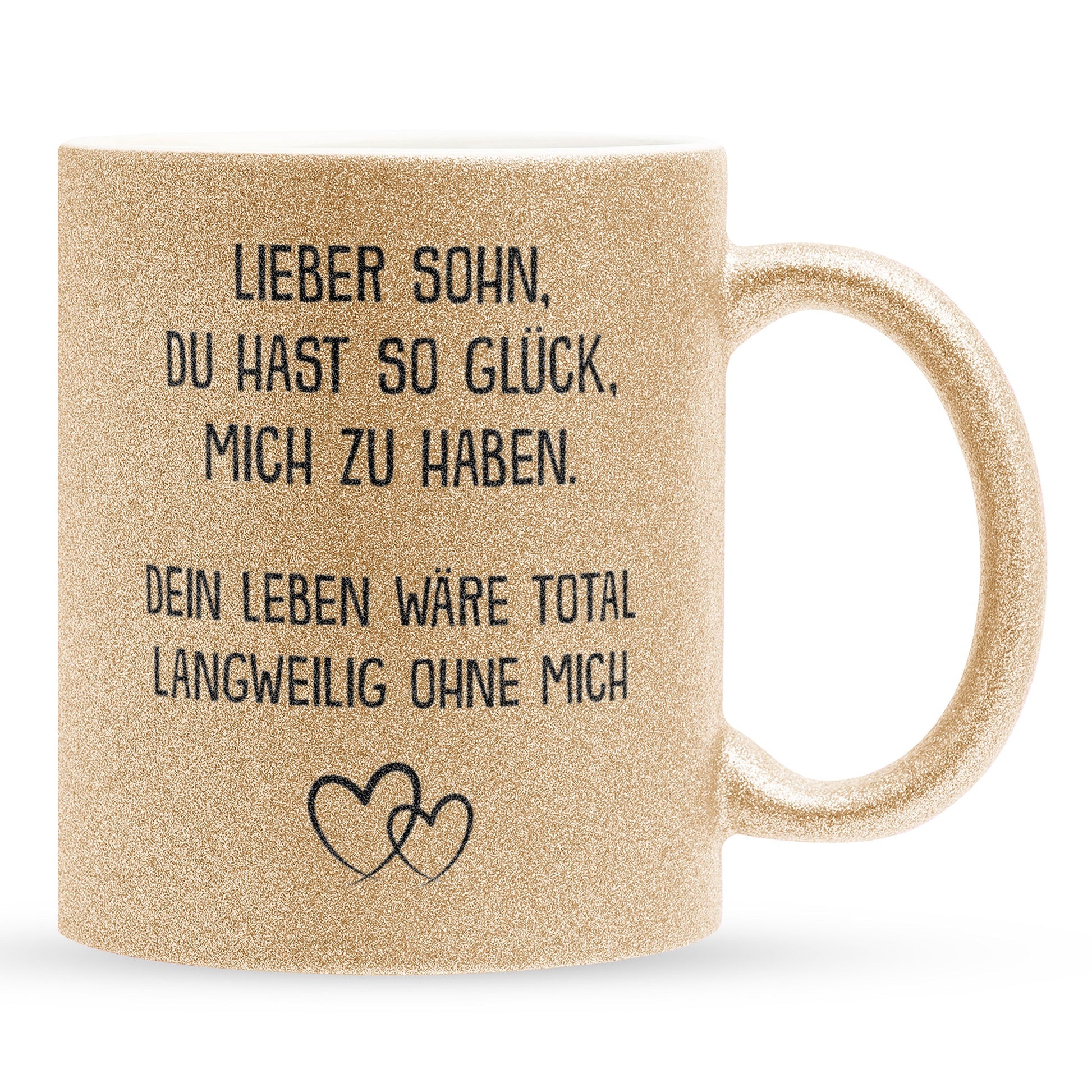 22Feels® Sohn Geschenk - Glitzertasse mit Spruch (Gold, 320ml)-Glitzertasse Gold 320ml-22Feels