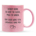 22Feels® Sohn Geschenk - Glitzertasse mit Spruch (Pink, 320ml)-Glitzertasse Pink 325ml-22Feels