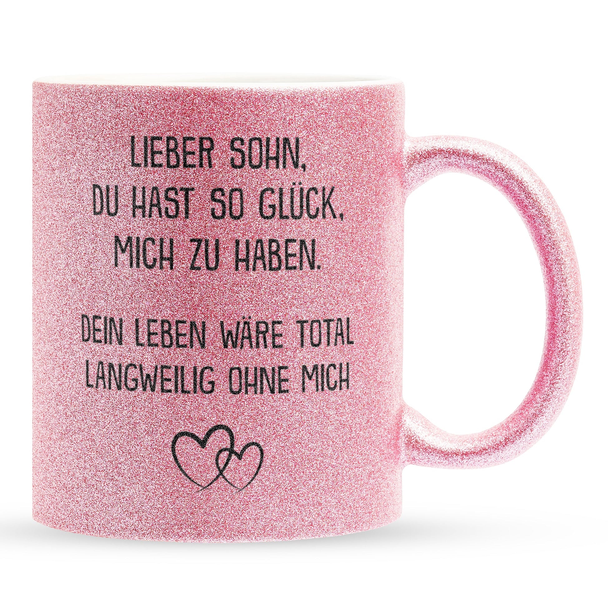 22Feels® Sohn Geschenk - Glitzertasse mit Spruch (Pink, 320ml)-Glitzertasse Pink 325ml-22Feels