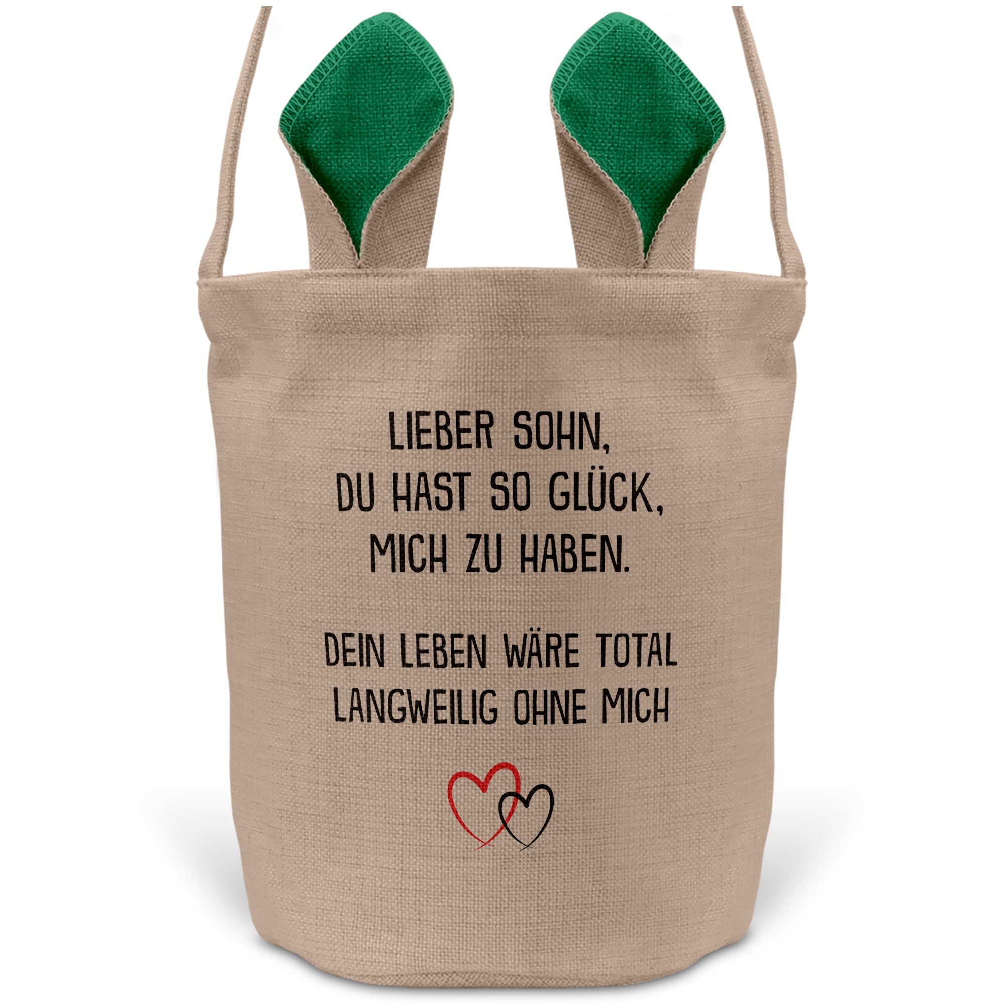 22Feels® Sohn Kinder Osterkorb mit Henkel Ostergeschenk Tragetasche Ostern Deko Osternest Körbchen Hasenohren (Beige/Grün)-Ostern Tragetasche-22Feels