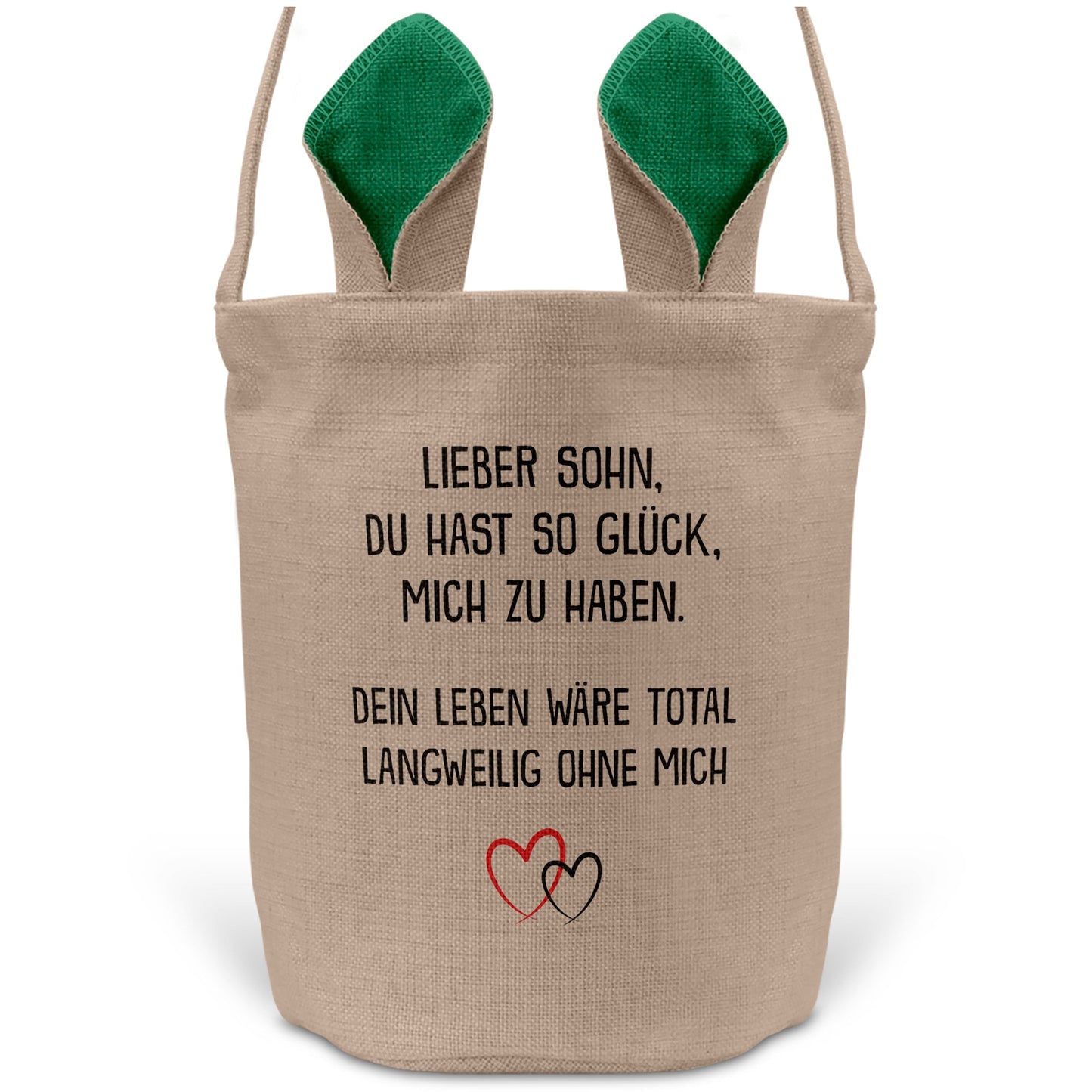 22Feels® Sohn Kinder Osterkorb mit Henkel Ostergeschenk Tragetasche Ostern Deko Osternest Körbchen Hasenohren (Beige/Grün)-Ostern Tragetasche-22Feels