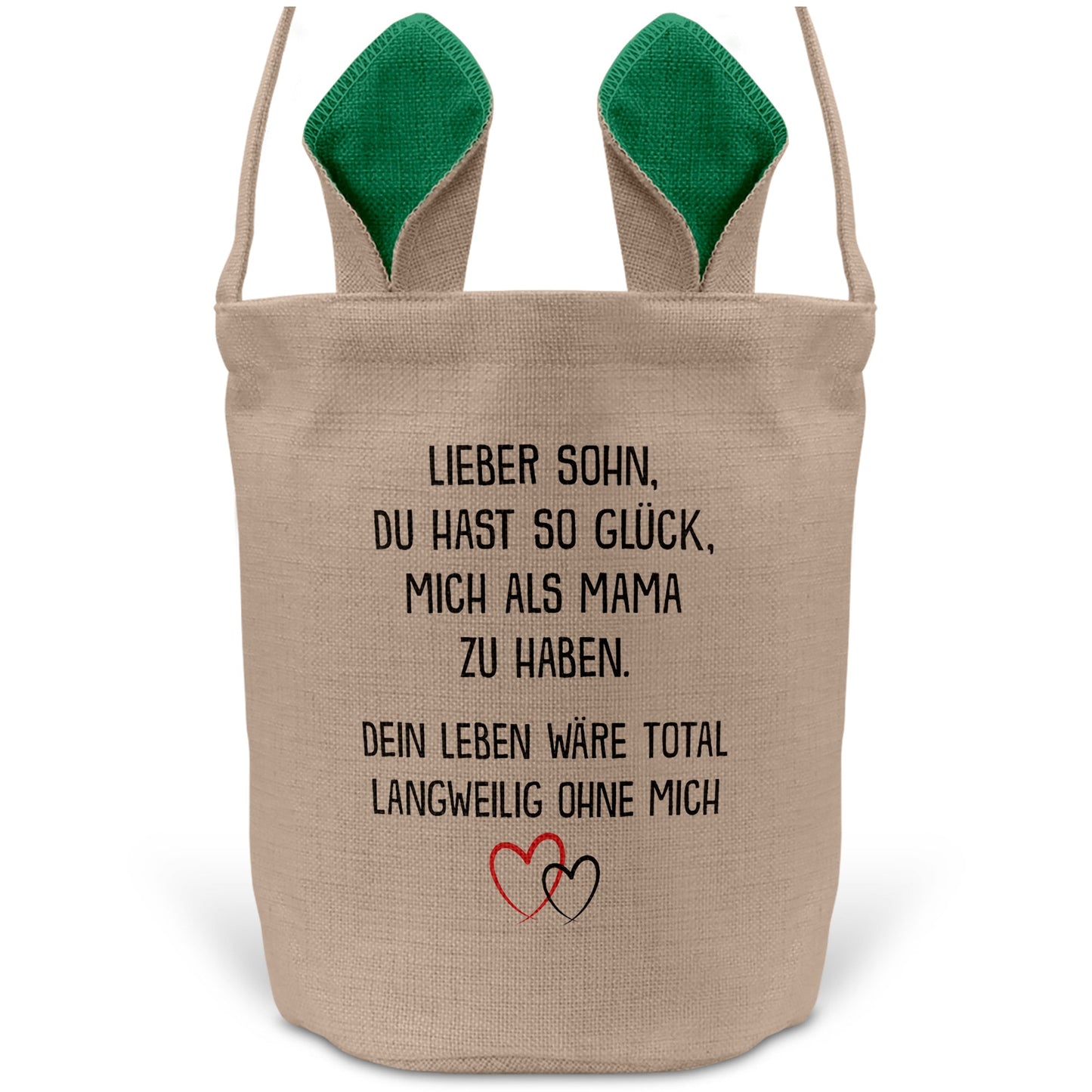 22Feels® Sohn Osterkorb von Mama Kinder mit Henkel Ostergeschenk Tragetasche Ostern Deko Osternest Körbchen Hasenohren (Beige/Grün)-Ostern Tragetasche-22Feels