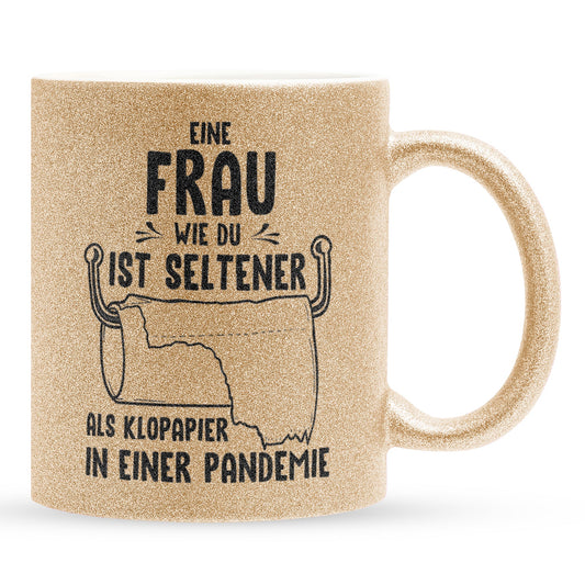 22Feels® Ehefrau Geschenk zum Hochzeitstag, Valentinstag etc. - Glitzertasse mit Spruch (Gold, 320ml)-Glitzertasse Gold 320ml-22Feels