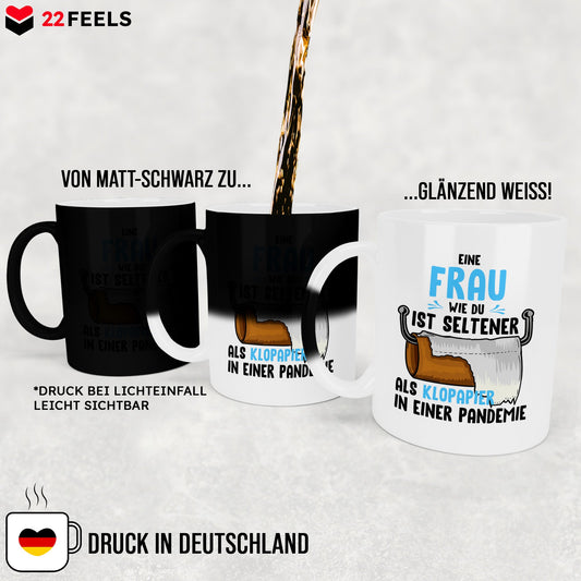 22Feels® Ehefrau Geschenk zum Hochzeitstag, Valentinstag etc. - Zaubertasse mit Spruch (Matt-Schwarz und Weiss, 320ml)-Farbwechsel Tasse Matt 320ml-22Feels