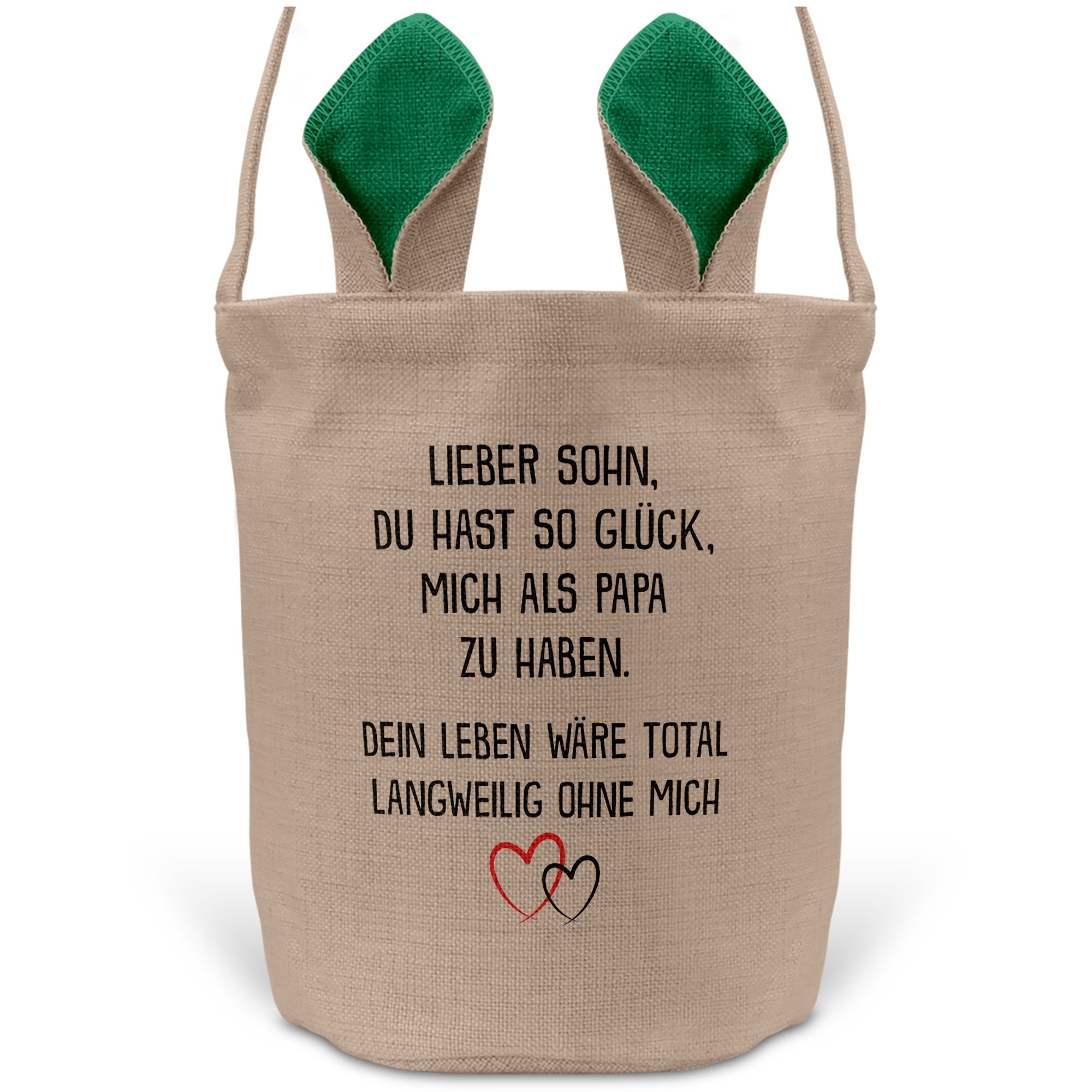 22Feels® Sohn Osterkorb von Papa Kinder mit Henkel Ostergeschenk Tragetasche Ostern Deko Osternest Körbchen Hasenohren (Beige/Grün)-Ostern Tragetasche-22Feels
