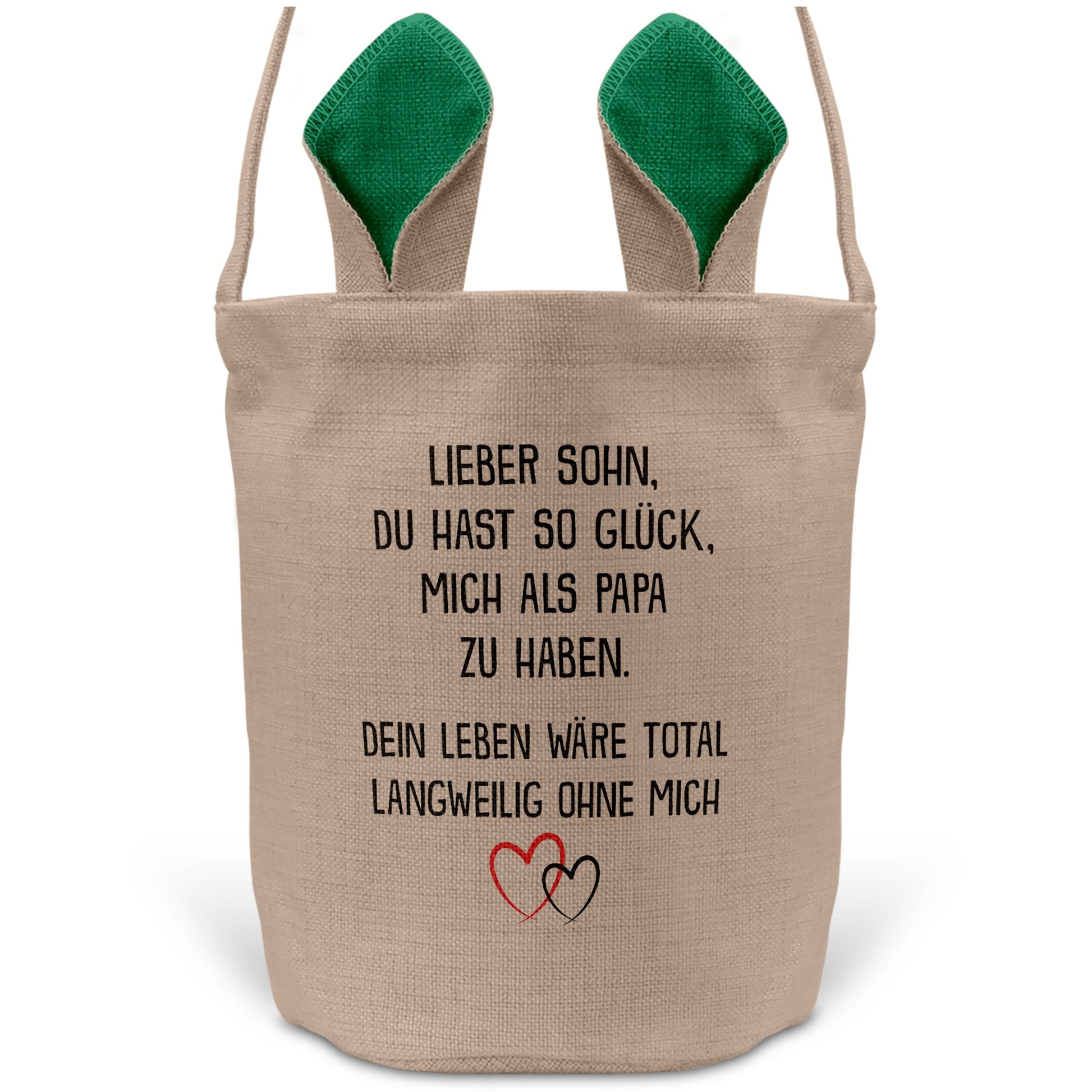 22Feels® Sohn Osterkorb von Papa Kinder mit Henkel Ostergeschenk Tragetasche Ostern Deko Osternest Körbchen Hasenohren (Beige/Grün)-Ostern Tragetasche-22Feels