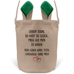 22Feels® Sohn Osterkorb von Papa Kinder mit Henkel Ostergeschenk Tragetasche Ostern Deko Osternest Körbchen Hasenohren (Beige/Grün)-Ostern Tragetasche-22Feels