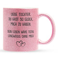 22Feels® Tochter Geschenk - Glitzertasse mit Spruch (Pink, 320ml)-Glitzertasse Pink 325ml-22Feels