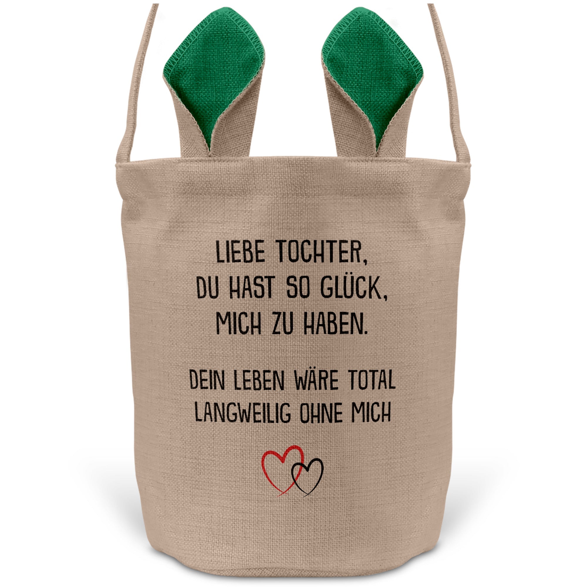 22Feels® Tochter Kinder Osterkorb mit Henkel Ostergeschenk Tragetasche Ostern Deko Osternest Körbchen Hasenohren (Beige/Grün)-Ostern Tragetasche-22Feels