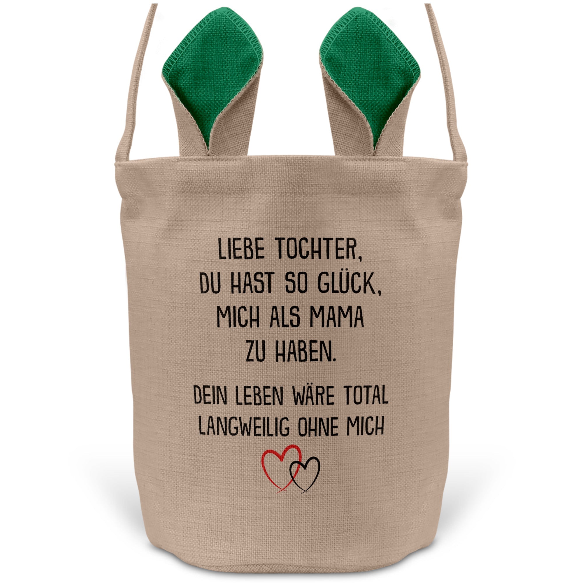 22Feels® Tochter Osterkorb von Mama Kinder mit Henkel Ostergeschenk Tragetasche Ostern Deko Osternest Körbchen Hasenohren (Beige/Grün)-Ostern Tragetasche-22Feels