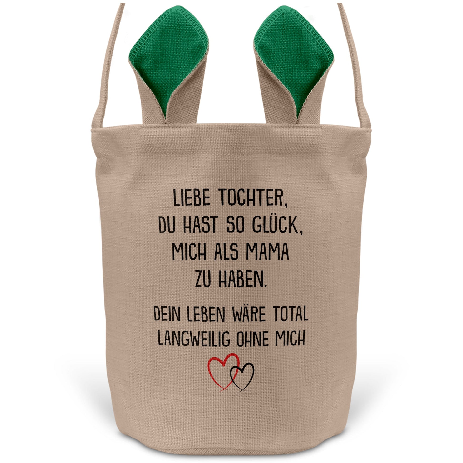 22Feels® Tochter Osterkorb von Mama Kinder mit Henkel Ostergeschenk Tragetasche Ostern Deko Osternest Körbchen Hasenohren (Beige/Grün)-Ostern Tragetasche-22Feels