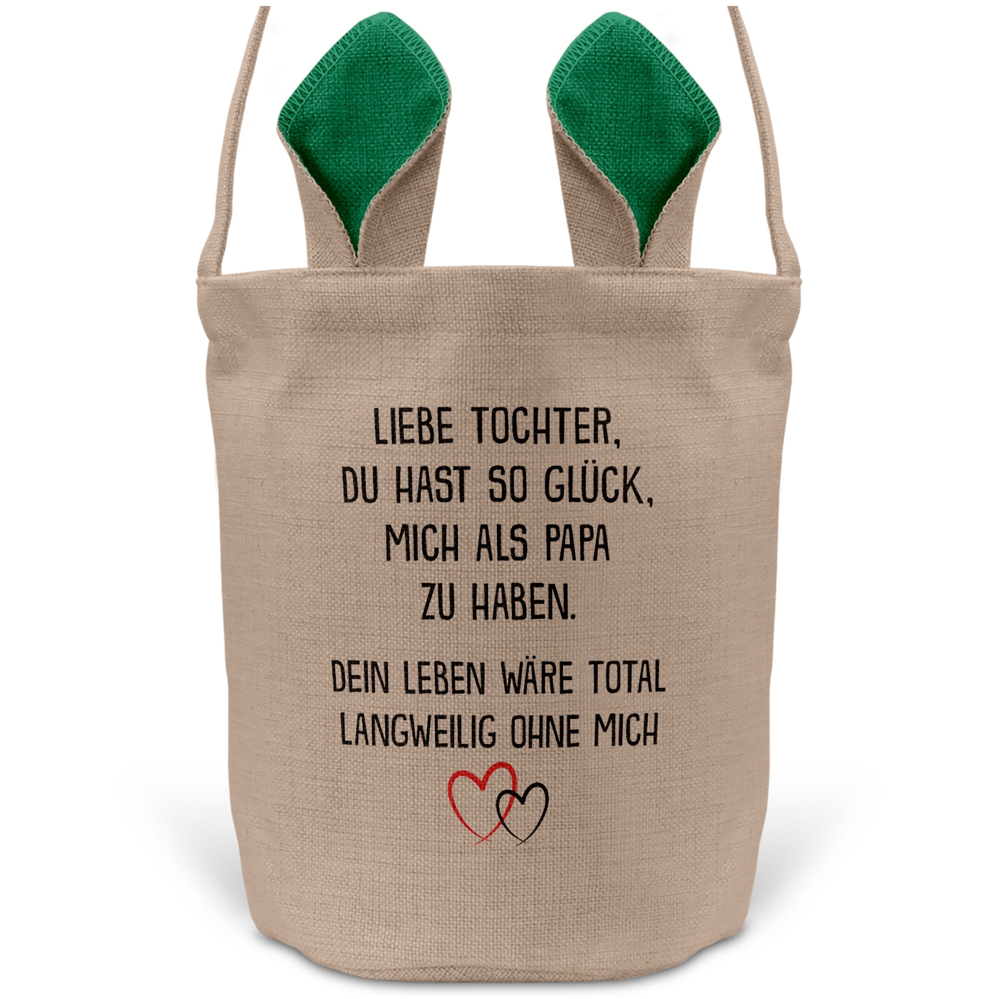 22Feels® Tochter Osterkorb von Papa Kinder mit Henkel Ostergeschenk Tragetasche Ostern Deko Osternest Körbchen Hasenohren (Beige/Grün)-Ostern Tragetasche-22Feels