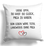 22Feels® Oma Geschenk - Kissen mit Spruch (Weiss 40x40cm)-Kissen Weiss 40x40-22Feels
