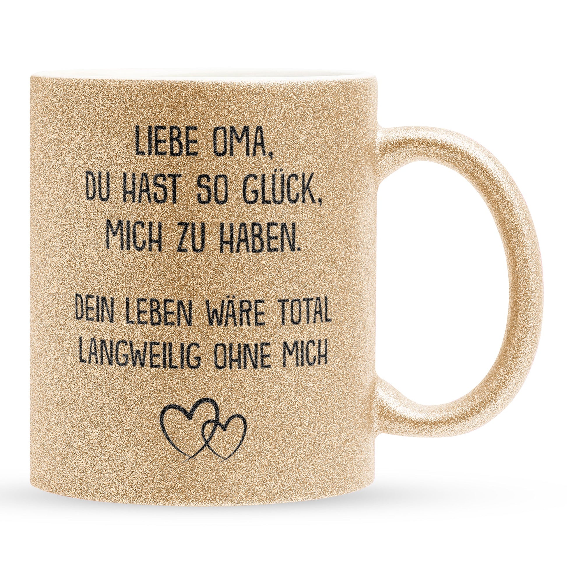 22Feels® Oma Geschenk - Glitzertasse mit Spruch (Gold, 320ml)-Glitzertasse Gold 320ml-22Feels