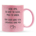 22Feels® Oma Geschenk - Glitzertasse mit Spruch (Pink, 320ml)-Glitzertasse Pink 325ml-22Feels