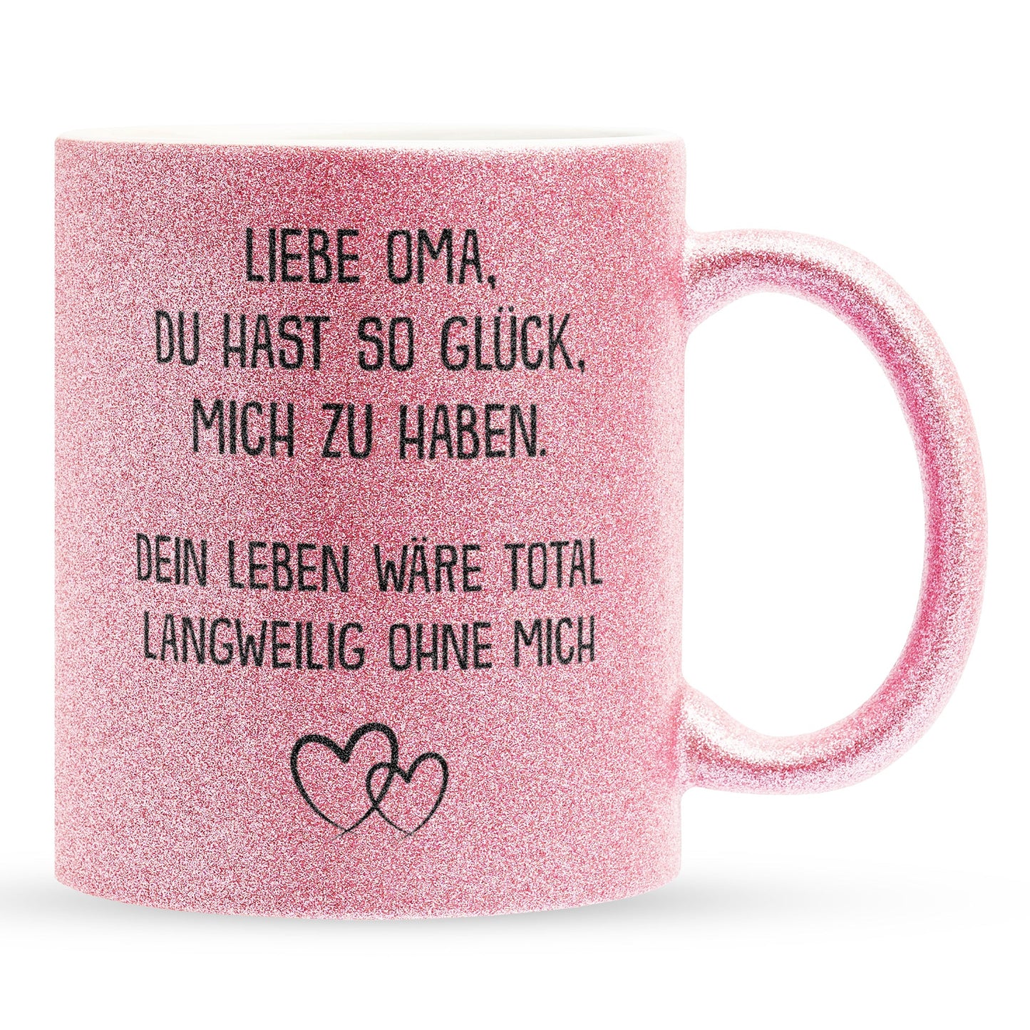 22Feels® Oma Geschenk - Glitzertasse mit Spruch (Pink, 320ml)-Glitzertasse Pink 325ml-22Feels
