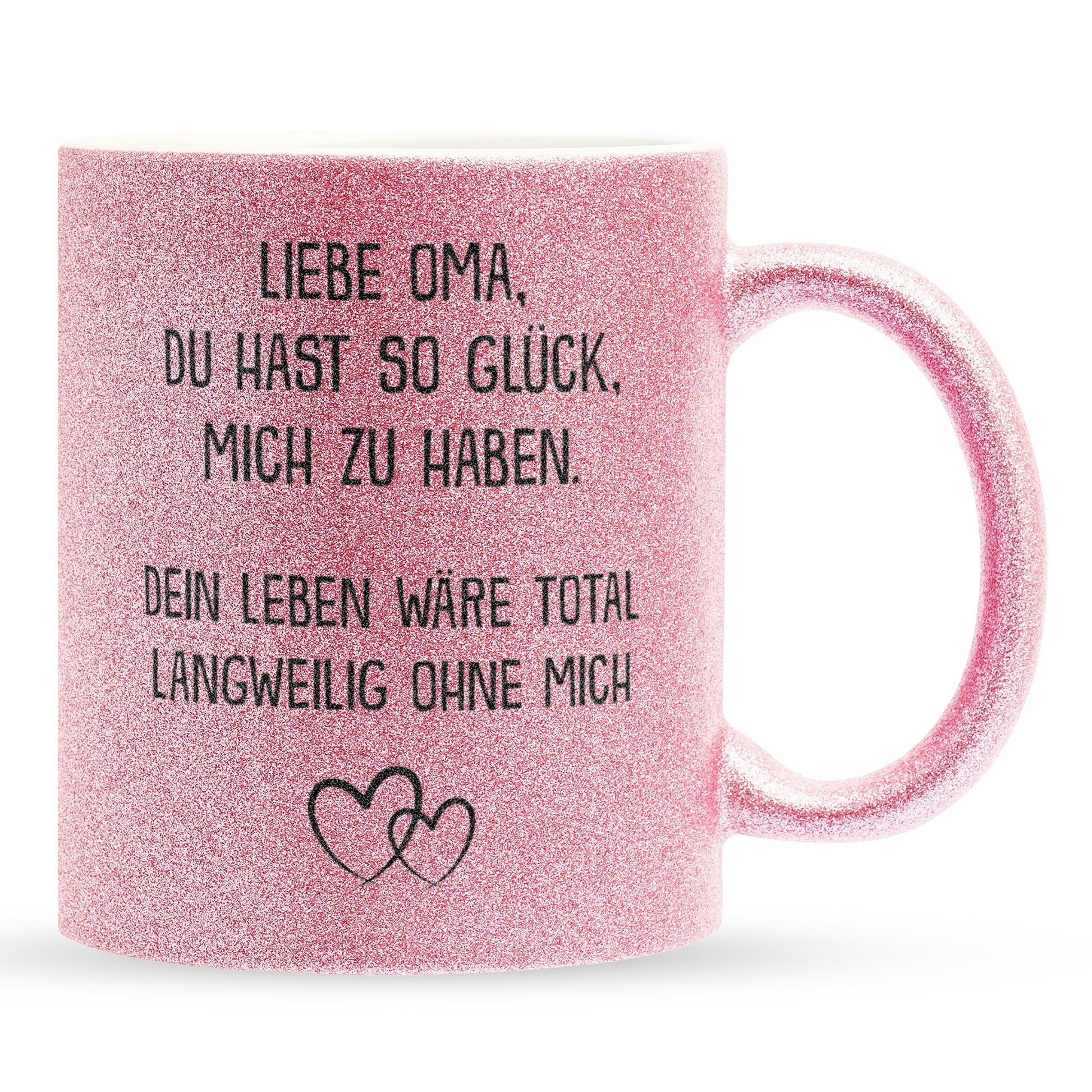 22Feels® Oma Geschenk - Glitzertasse mit Spruch (Pink, 320ml)-Glitzertasse Pink 325ml-22Feels