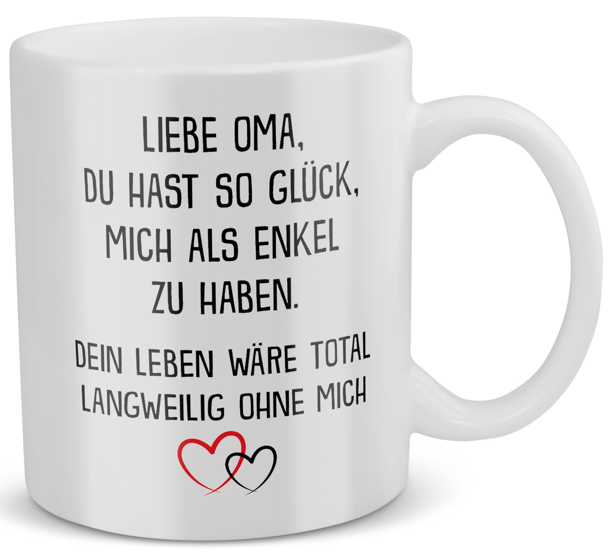 22Feels® Geschenk für Oma von Enkel - Tasse mit Spruch: Glück mich zu haben (Weiss, 320ml)-Weisse Tasse 320ml-22Feels
